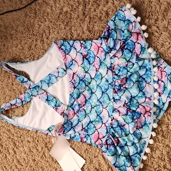 NWT Grace Karin girls mermaid print one piece swimsuit size 10Y - Picture 5 of 6
